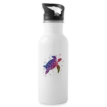 Marine Conservation Polynesian Sea Turtle Gift - Water bottle with straw - white - Right