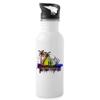 Sunset Dream (Bunt) 02 - Trinkflasche mit integriertem Trinkhalm - Weiß - Rechts