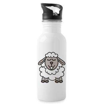 Lustiges Schaf Cartoon Geschenkidee - Trinkflasche mit integriertem Trinkhalm - Weiß - Rechts