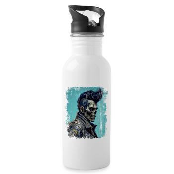 Rock’n’Roll Horreur Punk Zombie Skull - Gourde avec paille intégrée - blanc - Droite