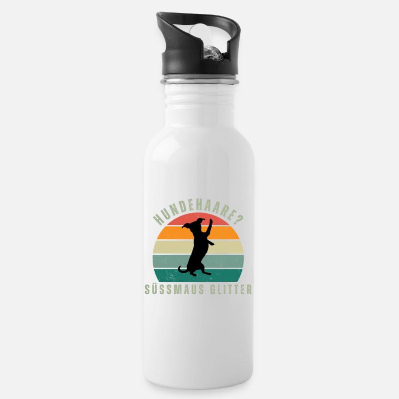 Süssmaus Glitter Retro Sunset - Trinkflasche mit integriertem Trinkhalm - Weiß