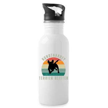 Terrier Glitter Retro Sunset - Trinkflasche mit integriertem Trinkhalm - Weiß - Rechts