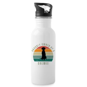 Proudly Owned by a Dalmie Retro Sunset - Trinkflasche mit integriertem Trinkhalm - Weiß - Rechts