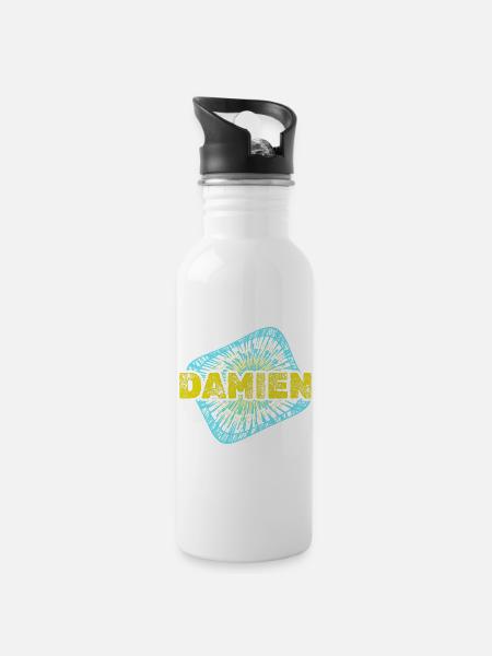 Sternenstaub Damien - Trinkflasche mit integriertem Trinkhalm - Weiß