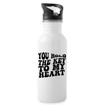 You Hold The Key To My Heart - Water bottle with straw - white - Right