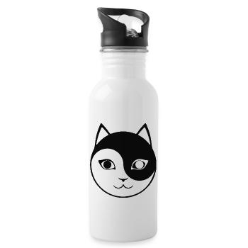 Katze - Trinkflasche mit integriertem Trinkhalm - Weiß - Rechts