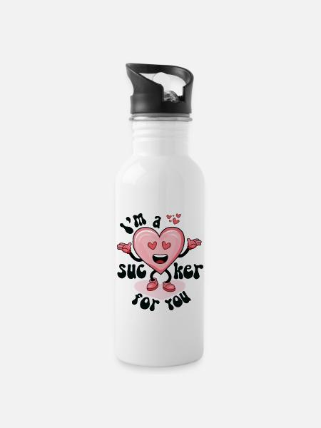 Sucker für Sie - Trinkflasche mit integriertem Trinkhalm - Weiß