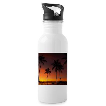 Wunderschöne Sonnenuntergänge: Schönheit der Natur zu sehen - Trinkflasche mit integriertem Trinkhalm - Weiß - Rechts
