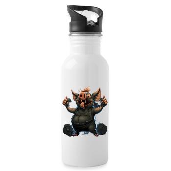 Rocking Pig - Water bottle with straw - white - Right