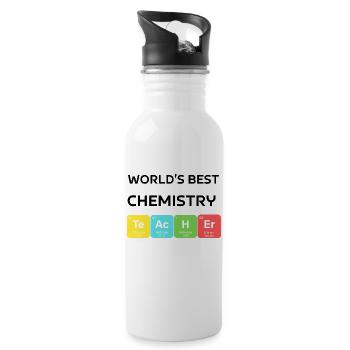 WELTBESTE CHEMIE Lehrer Periodensystem - Trinkflasche mit integriertem Trinkhalm - Weiß - Rechts
