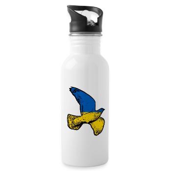 Ukraine Taube - Trinkflasche mit integriertem Trinkhalm - Weiß - Rechts