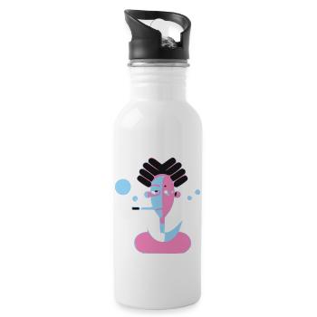 The Man with the Pipe - Water bottle with straw - white - Right