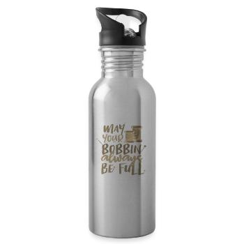 Näherin Geschenk Möge Ihre Spule immer voll sein - Trinkflasche mit integriertem Trinkhalm - Lightsilver - Rechts