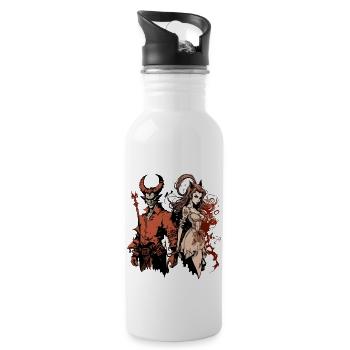 The Devil and the Witch - Water bottle with straw - white - Right