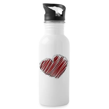 HEART. HEARTS. SAINT VALENTINE. LOVE. LOVE. CHRISTMAS - Water bottle with straw - white - Right