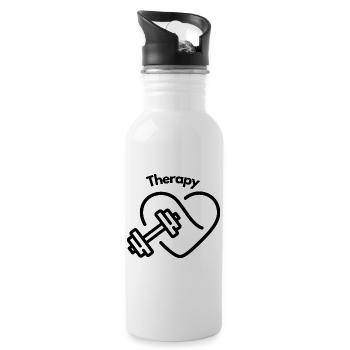 GYM is my therapy - Water bottle with straw - white - Right