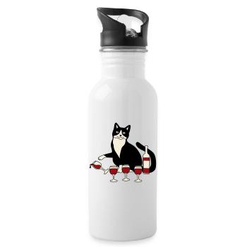 Katzenweinglas - Trinkflasche mit integriertem Trinkhalm - Weiß - Rechts