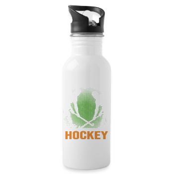 Feldhockey Hockeyspieler KunstrasenHockey - Trinkflasche mit integriertem Trinkhalm - Weiß - Rechts
