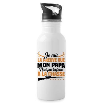 Je suis la preuve que papa n'est pas à la chasse - Gourde avec paille intégrée - blanc - Droite