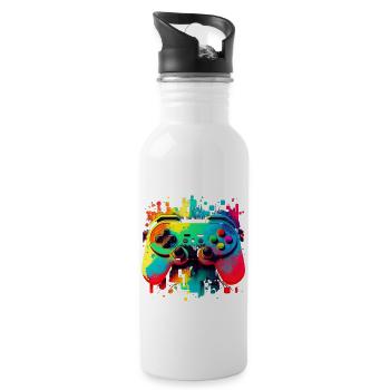 Game Retro - Trinkflasche mit integriertem Trinkhalm - Weiß - Rechts