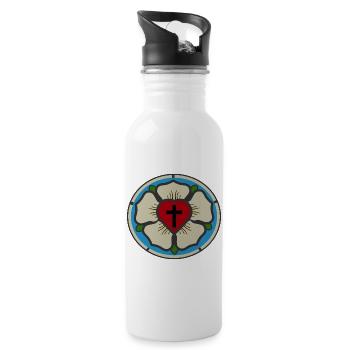 Martin Luther Rose - Trinkflasche mit integriertem Trinkhalm - Weiß - Rechts