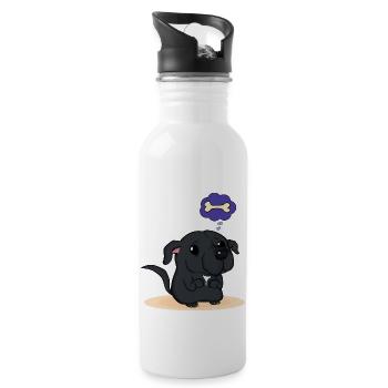 Staffy - Trinkflasche mit integriertem Trinkhalm - Weiß - Rechts