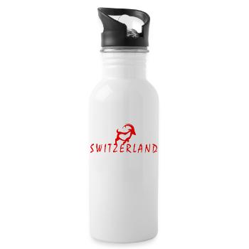 Switzerland Steinbock - Trinkflasche mit integriertem Trinkhalm - Weiß - Rechts