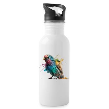 Colorful Little Bird Splash Art Design - for everyone - Water bottle with straw - white - Right