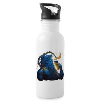 Mythologie: römischer Gott Neptun trinkt sein Bier - Trinkflasche mit integriertem Trinkhalm - Weiß - Rechts