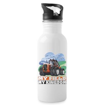Mein Feld, mein Reich - Trinkflasche mit integriertem Trinkhalm - Weiß - Rechts
