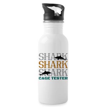 Shark Cage Tester - Trinkflasche mit integriertem Trinkhalm - Weiß - Rechts