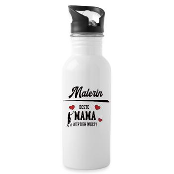 Malerin Beste Mama Mami Mutter Mutti Muttertag - Trinkflasche mit integriertem Trinkhalm - Weiß - Rechts