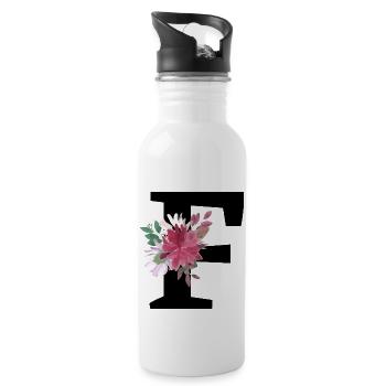 Buchstabe f blumig - Trinkflasche mit integriertem Trinkhalm - Weiß - Rechts