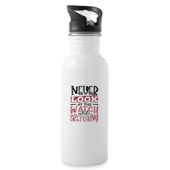 Künstlergeschenk Schauen Sie nie auf die Uhr, während Sie - Trinkflasche mit integriertem Trinkhalm - Weiß - Rechts