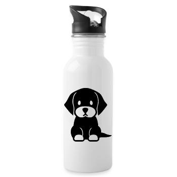 The faithful puppy - Water bottle with straw - white - Right