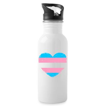 Trans* Herz | Im Vintage-Style - Trinkflasche mit integriertem Trinkhalm - Weiß - Rechts