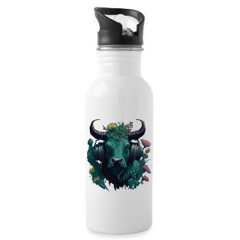 Mignon Toro Gamer Vintage Bull Design - Gourde avec paille intégrée - blanc - Droite