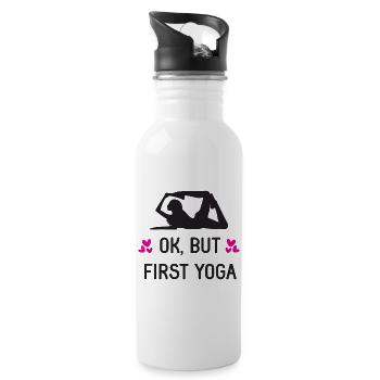 Ok, aber zuerst Yoga - Trinkflasche mit integriertem Trinkhalm - Weiß - Rechts