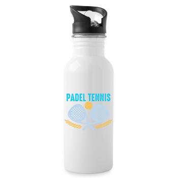 Padel Ich spiele lieber Padel-Tennis - Trinkflasche mit integriertem Trinkhalm - Weiß - Rechts