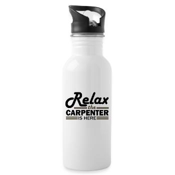 Schreinerhumor Relax the Carpenter ist da - Trinkflasche mit integriertem Trinkhalm - Weiß - Rechts