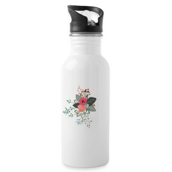Buchstabe q geblüht - Trinkflasche mit integriertem Trinkhalm - Weiß - Rechts