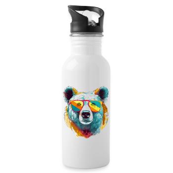 Icko l'ours cool - Gourde avec paille intégrée - blanc - Droite