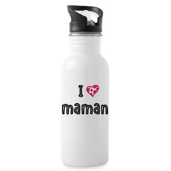 I love maman - Gourde avec paille intégrée - blanc - Droite
