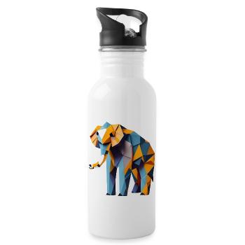 Paper Art Elephant - Water bottle with straw - white - Right