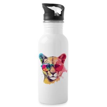 El malinus the cougar - Water bottle with straw - white - Right
