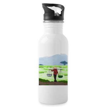 Vietnam Viet Bauern Reisfeld Flagge I Geschenk - Trinkflasche mit integriertem Trinkhalm - Weiß - Rechts