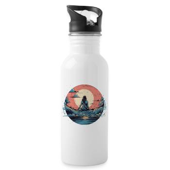 Meditation Wave - Trinkflasche mit integriertem Trinkhalm - Weiß - Rechts