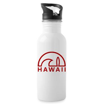 Hawaii soleil planche de surf rouge minimaliste - Gourde avec paille intégrée - blanc - Droite