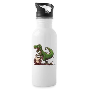 Dino Fußballstar - Trinkflasche mit integriertem Trinkhalm - Weiß - Rechts