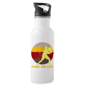 Padel Paddel Schläger Tennis Sport I Geschenk - Trinkflasche mit integriertem Trinkhalm - Weiß - Rechts